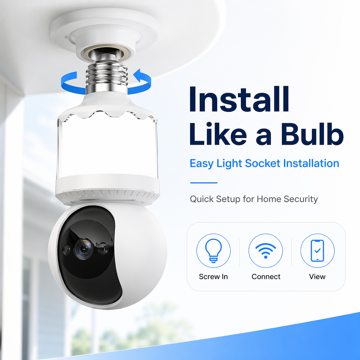 Bulb Cam — 2K HD Light Bulb Security Camera, 24/7 MicroSD Recording, Color Night Vision, Optional Advanced AI Subscription for Pet/Package/Person Detection, Dimmable LED, Color Night Vision, 2-Way Audio