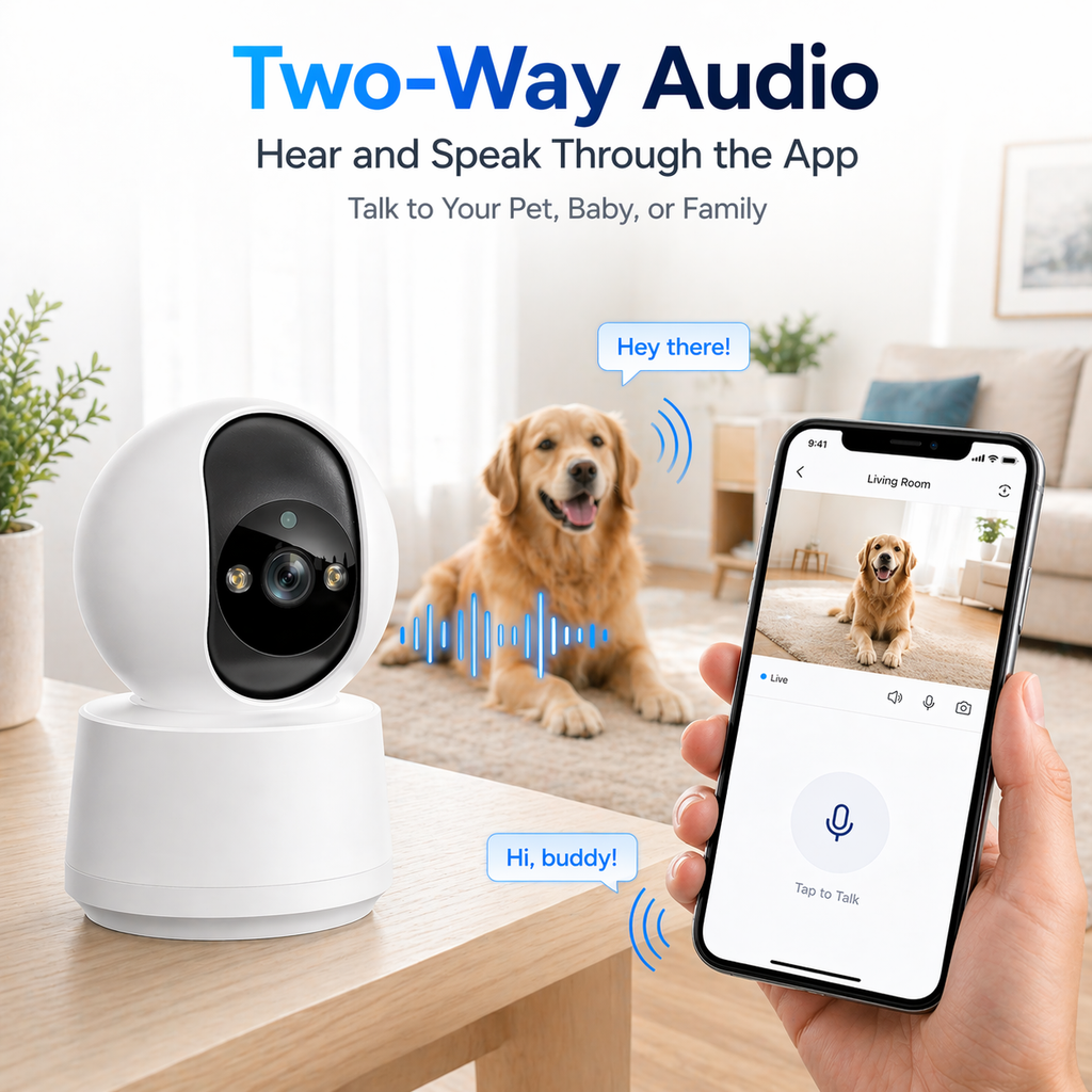 2K WiFi Pan Tilt Home Security Camera, Smart Motion Tracking, Two-Way Audio, Full Color Night Vision, Wireless Indoor House Monitoring Camera for Baby & Pet